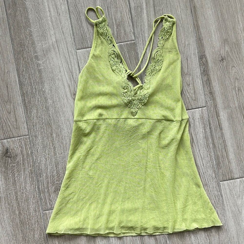 Only Hearts Lime Green Mesh Top With Twist Detail